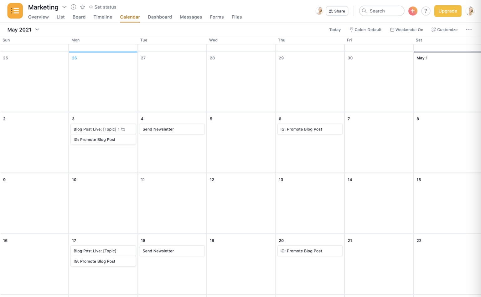 How to Organize Your Marketing Calendar Using Asana - Ochre & Beige